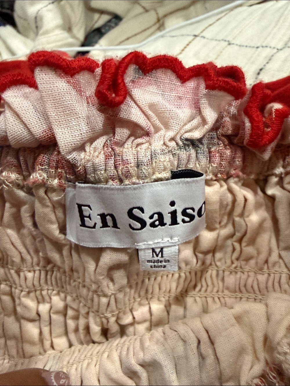 En Saison Josie Gingko Red Cream Floral Tie-Shoulder cotton Dress medium - Picture 4 of 5